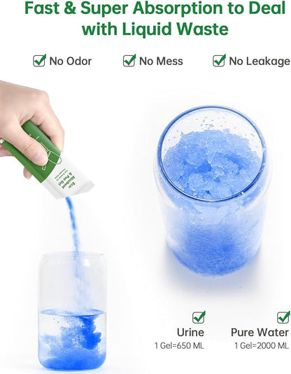Poo Gel for Portable Toilet, 50 Eco Camping Toilets Pee Powder Deodorizer Urine Pee Absorbent Liquid Solidifier for Adult Porta Potty Bucket Toilet Outdoor Camping Hiking Emergency