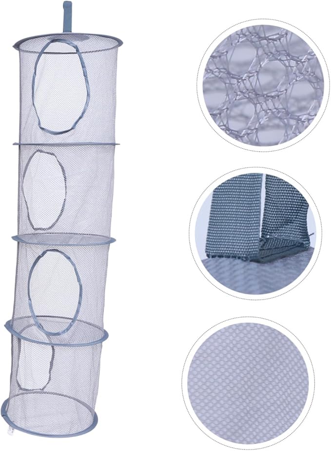 Levemolo 1pc Foldable Mesh Hanging Drying Basket Organizer for Laundry Toys Items Space-Saving Ventilated Storage Gray