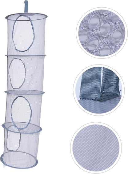 Levemolo 1pc Foldable Mesh Hanging Drying Basket Organizer for Laundry Toys Items Space-Saving Ventilated Storage Gray