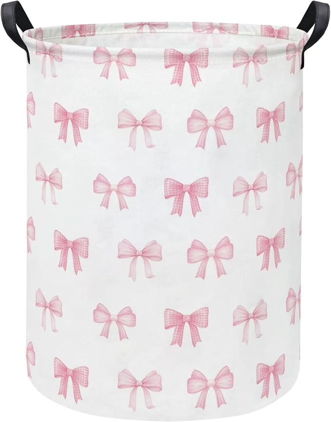 Baby Laundry Hamper kids laundry Basket Waterproof Storage Bin for Bedroom Toy Clothes Organizer Basket Woodland Animals Room Décor(Bowknot)
