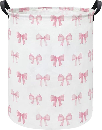 Baby Laundry Hamper kids laundry Basket Waterproof Storage Bin for Bedroom Toy Clothes Organizer Basket Woodland Animals Room Décor(Bowknot)