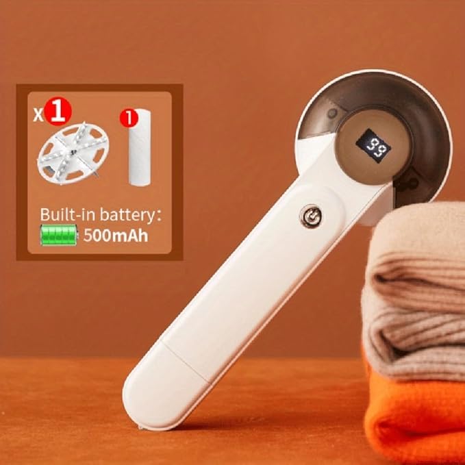 Rechargeable Fabric Shaver, Electric Lint Remover for Clothes with Detachable Head, Efficient Pellet Remover for Home Laundry Care, Safe ABS Material, Fast Charging(1 Blade white)