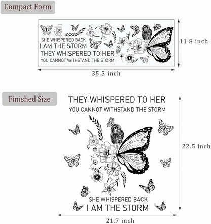Inspirational Wall Art Positive Quotes Wall Decor Motivational Wall Decals Saying Quotes Wall Stickers Peel and Sticker Wall Decoration Flower Vine Butterfly Wall Sticker for Bedroom Living Room Home Office.