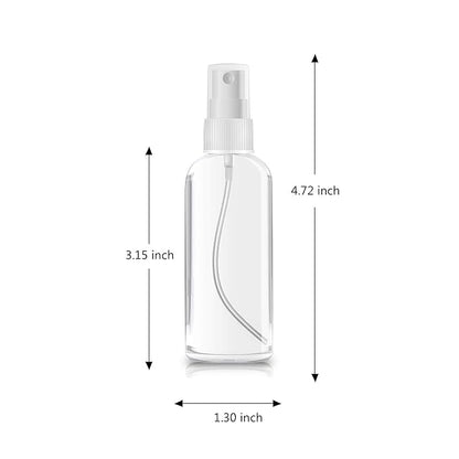 ZEROFIRE 4 Pack Spray Bottles 2oz Clear Plastic Empty Refillable Mini Spritzer for Travel, Cleaning, Gardening, Skin Care Atomizer for Essential Oils, Perfume