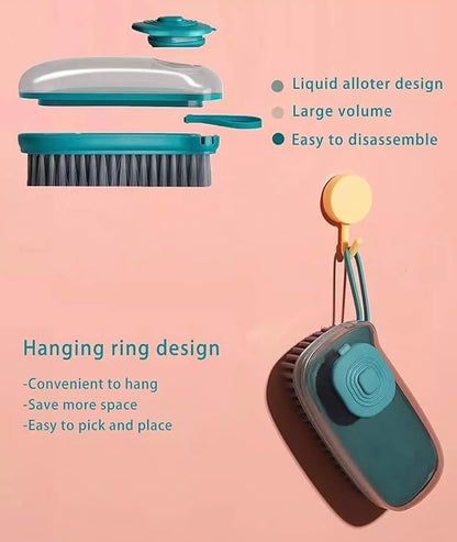 Brush with Soap Dispenser, Good Srubber Cleaner for Dish Sink Pan Pot Washing and Cleaning, Bathroom, Kitchen, Soft Laundry Clothes and Shoes Scrubbing Brush(Green) (Blue)