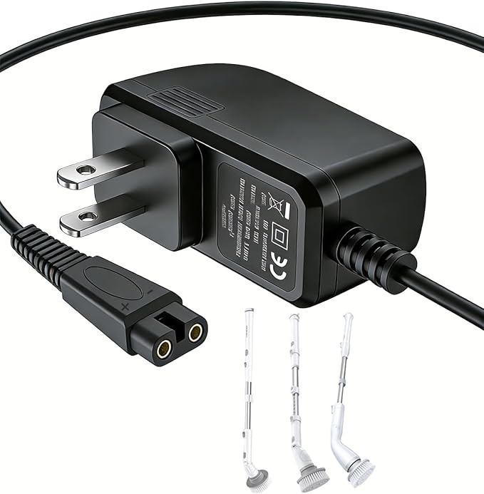 for Voweek Electric Spin Scrubber Charger Cord, Compatible with VWS211 SP02 and Labigo LA1, 6.6ft Power Cord, 9V 1A
