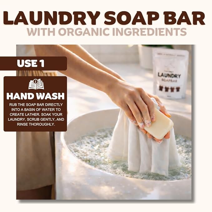 Kelebs Natural Laundry Soap Bar for Sensitive Skin with Organic Coconut - Delicate Laundry Stain Remover for Clothes, Underwear, Collar - Gentle Baby Laundry Soap | 16 Bars