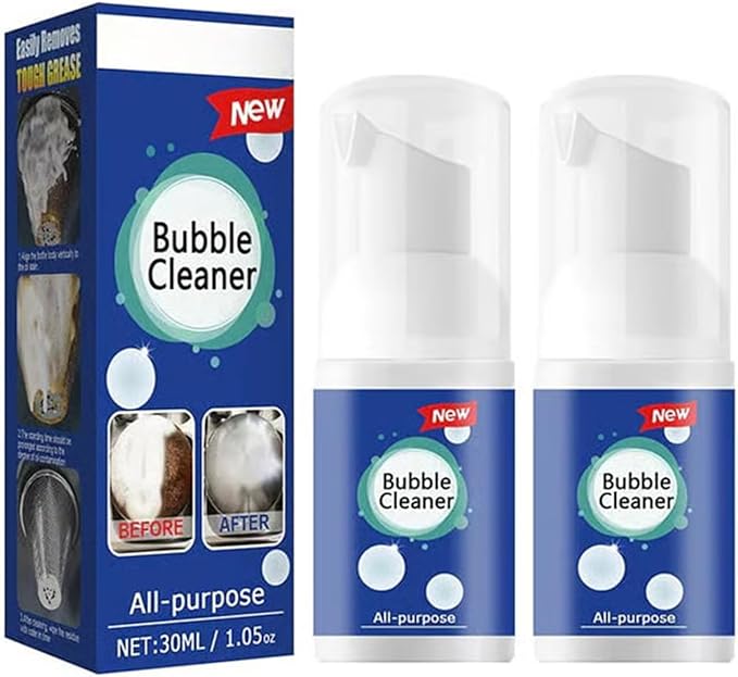 Foaming Heavy Oil Stain Remover, Rinse-Free Foam Cleaner Spray for Kitchen Grease, Multi-Surface All Purpose Cleaner for Stovetops, Countertops, Range Hoods & Sinks (30ml/1oz, 2-Pack)