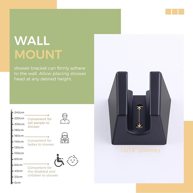 Hand Held Shower Bracket with Two Slot, Aomasi Handheld Shower Head Hose Hanger, ABS Plastic Bidet Sprayer Handle Holder Wall Mount, Matte Black