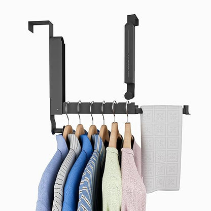 Over The Door Drying Rack, Foldable Portable Over The Door Hooks Hanger with Towel Racks for Coat Clothes Laundry Bathroom Bedroom Travel Hangers (Space Grey, 2 Pack)