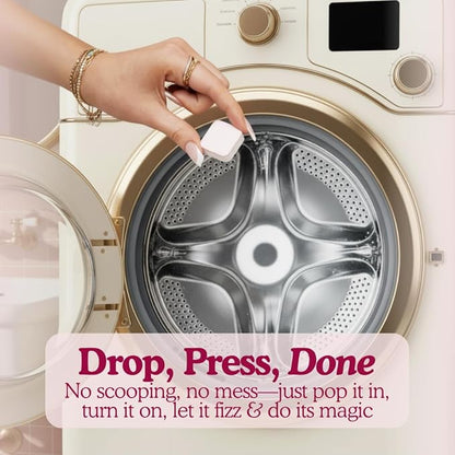 Washing Machine Cleaning Tablets – Odor & Pet Hair Remover and Descaler Tabs – Non-Toxic, Eco-Friendly, Biodegradable Washer Cleaner Tablets for HE, Front Load & Top Load Machines (6-Month Supply)