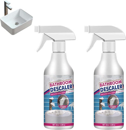 Stubborn Stains Cleaner,Bathroom Descaler,Jetted Bathtub Cleaner,Powerful Descaling Cleaning,60ml Limescale Cleaner, Bubble Cleaner Foam Spray for Toilet Bath Shower Glass (2Pcs)