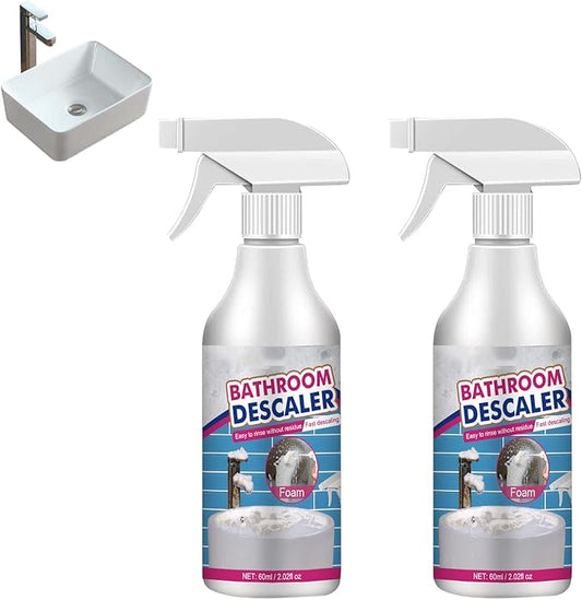 Stubborn Stains Cleaner,Bathroom Descaler,Jetted Bathtub Cleaner,Powerful Descaling Cleaning,60ml Limescale Cleaner, Bubble Cleaner Foam Spray for Toilet Bath Shower Glass (2Pcs)
