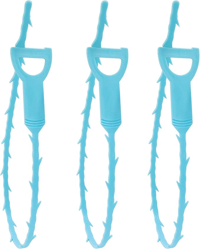 3 Pack 20 Inch Drain Clog Remover Snakes, Hair Cleaning Tool Effective Drain Snake Auger Tool for Sink, Shower, Bathtub, and Toilet(Blue)