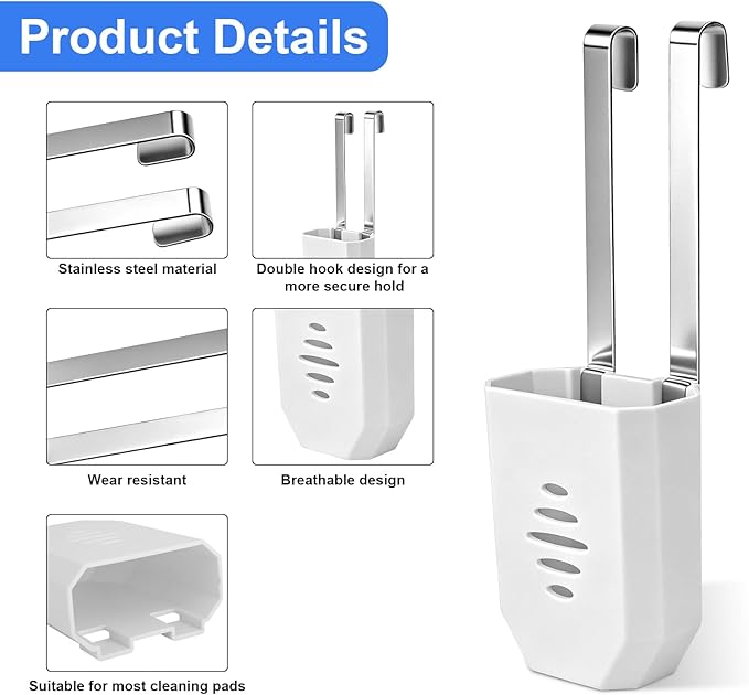 2pcs Toilet Tank Cleaning Tablet Holder, Plastic Hanging Cleaner Caddy Bracket with Stainless Steel Hook Fits Most Standard Toilet Tanks
