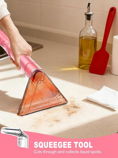 Portable Carpet & Upholestery Cleaner Machine for Pets, Spot, Stain, Couch Cleaner Machine with Powerful Suction and and Cleaning Solution, Car/Auto Detailer, Lightweight Compact Design, Pink