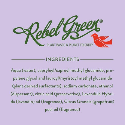 Rebel Green Natural All-Purpose Cleaning Spray - Essential Oil Multi-Surface Cleaner - Kid Safe, Pet Safe & Sustainable Cleaning Products - Lavender & Grapefruit Scent - (16 Ounce Bottles, 4 Pack)