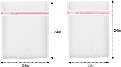 2PCS X-Large Heavy-Duty Mesh Laundry Bag: Ideal for Bulky Items - Wash & Store Down Jackets, Sheets, Sweaters | Multi-Purpose Lingerie Washing Bag for Delicates & Travel Storage,24X24’+20X24’