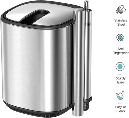 Toilet Brush and Holder Set Durable Toilet Scrubber Sleek Toilet Bowl Brush Stainless Steel Bathroom Toilet Brush Set with Lid Toilet Cleaning Brush 2 Pack((2, Stainless Steel)