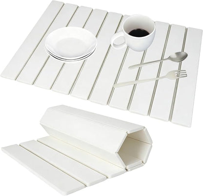 Dish Drying Mats, Large 24x16 Inch Diatomaceous Earth Drying Mat / Fast-Absorbing,Non-Slip Stone Drying Mat For Kitchen Counter / Eco-Friendly for Dishes (White)