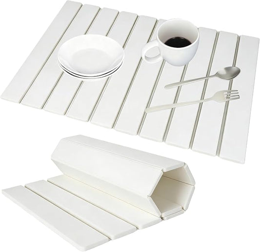 Dish Drying Mats, Large 24x16 Inch Diatomaceous Earth Drying Mat / Fast-Absorbing,Non-Slip Stone Drying Mat For Kitchen Counter / Eco-Friendly for Dishes (White)