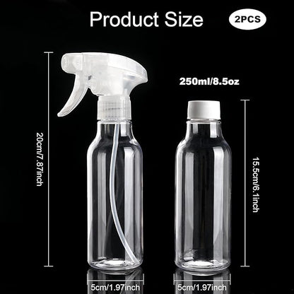 Cosywell Plastic Spray Bottles 8.8oz/260ml 2 Pack Empty Spray Bottle for Cleaning Mist/Stream Heavy Duty Water Spraying Bottle for Cooking Solutions Essential Oils Hair Care(Clear)