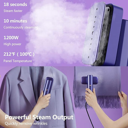 G5 Steam 2-in-1 Professional Handheld Steamer for Clothes,Iron for Clothes, Just 1lbs Lightly, 10 Minutes of Continuous Steam 1200W Light Steam Iron for Travel and Home (Purple)
