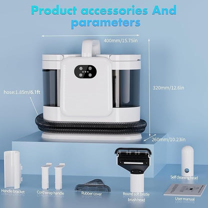 Portable Carpet & Upholstery Steam Spot Cleaner Machine with Heating System 15Kpa Power Suction Deep Spot Cleaning for Pet Stains, Couch, Stairs, Car & Furniture White