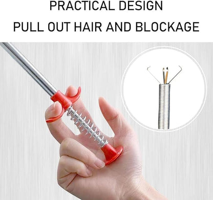 Drain Hair Remover(6pcs), Drain Snake Clog Remover(1pcs) ＆ Cleaning Brushes(2pcs) Tool Set For Toilet, Kitchen Sink, Bathroom Tub, Sewer, (6+2+1)