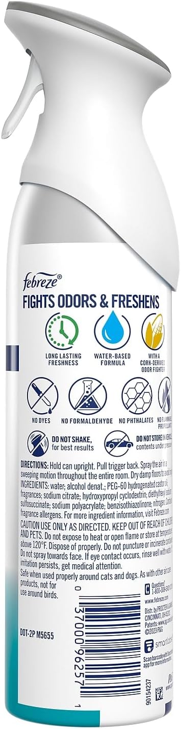 Febreze 97567 Heavy Duty Air Freshener, Crisp & Clean, 8.8 Oz (Pack of 6)