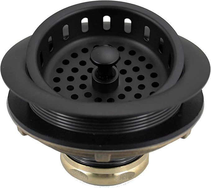 Westbrass A214-62 3-1/2" Post Style Large Kitchen Sink Basket Strainer, Matte Black