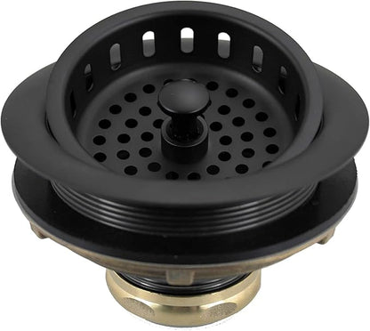 Westbrass A214-62 3-1/2" Post Style Large Kitchen Sink Basket Strainer, Matte Black