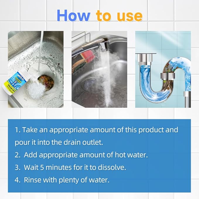 Sink Drain Cleaner, 2025 New Multi-functional Sink and Drain Cleaner Powder Cleaning, Drains Cleaner Foam Cleaner, Powerful Pipe Dredging Agent for Home Kitchen Toilet (2Pcs)