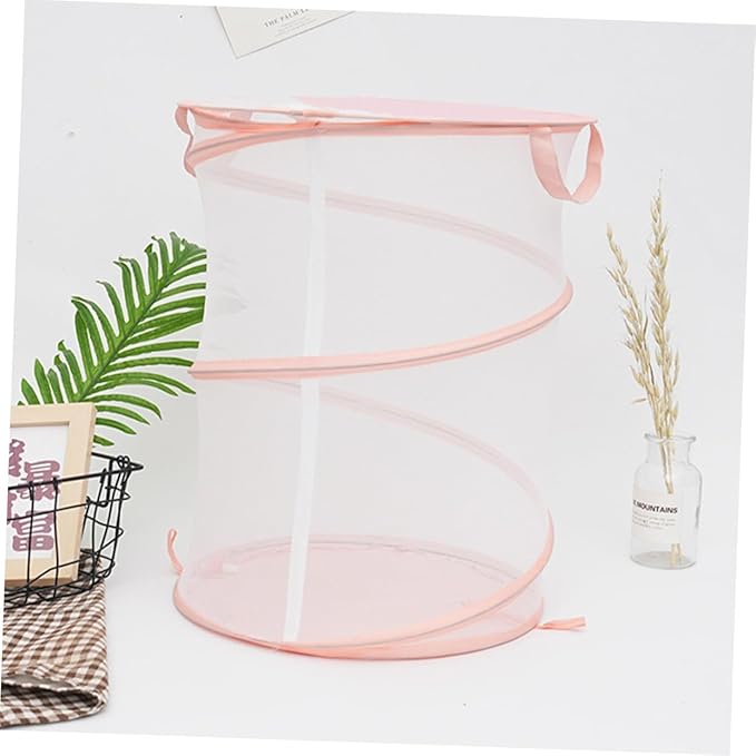 Foldable Mesh Laundry Hamper Bag with Handles Portable Breathable Dirty Clothes Basket for College Dorm Apartment and Travel Storage Lightweight Organizer