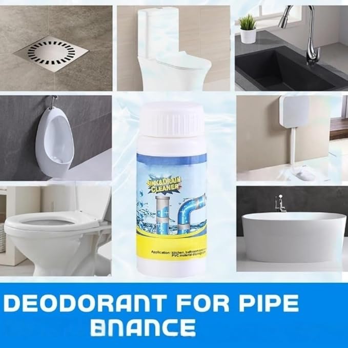 Powerful Drain Cleaner Powder - Fast-Acting Foaming Pipeline Dredging Agent | Multi-Functional Clog Remover for Kitchen Sink, Bathroom Hair, Toilet & PVC Pipes, Safe Sewer Unblocker, 3.9 oz/110g (1)