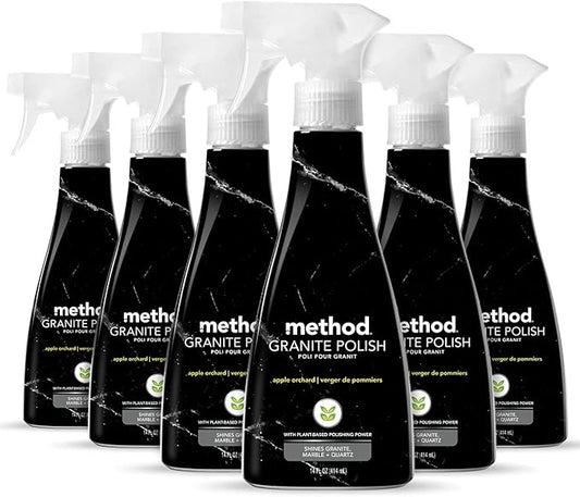Method Granite Polish, Apple Orchard, Polishes and Shines Granite, Marble and Sealed Stone Surfaces, 14 oz Spray Bottles (Pack of 6)