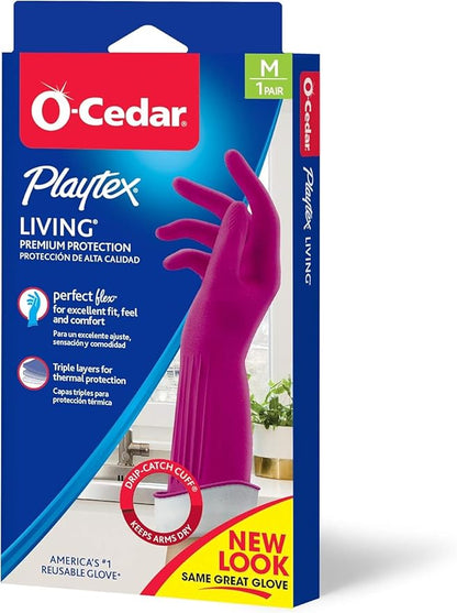 PLAYTEX Living Reuseable Rubber Cleaning Gloves Medium, Premium Protection Reusable Household Gloves (Pack of 10)