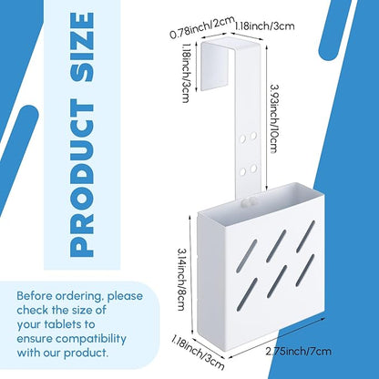 Honeydak 3.2 x 2.8 x 1.2 Inch Stainless Steel Toilet Tank Cleaner Holder with Adjustable Hook, Hanging Toilet Cleaner Caddy (White)
