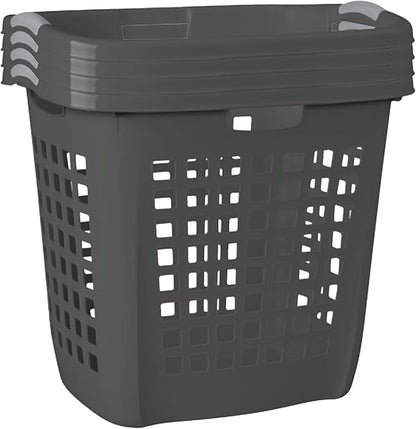 Sterilite 4-Pack 2.1 Bushel Ultra Easy Carry Hamper, Laundry Basket Organizer, Flat Gray - Large Plastic Clothes Bin for Home, Dorm, Bathroom, and Bedroom Organization