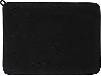 Dish Drying Mat, Microfiber Ultra-Absorbent Kitchen Counter Mat, Ideal Dish Drying Pad for Dishes, Utensils, Pots, and Pans, Black, Large - 15"x20" (50x38cm).