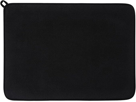 Dish Drying Mat, Microfiber Ultra-Absorbent Kitchen Counter Mat, Ideal Dish Drying Pad for Dishes, Utensils, Pots, and Pans, Black, Large - 15"x20" (50x38cm).