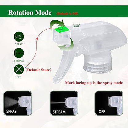 4-Pack Spray Nozzle for Bottles, Spray Bottle Nozzle Replacement with 3 Settings (Mist, Stream, Off) - Fits 8oz & 16oz Bottles for Garden, Kitchen, Pet, Car & Cleaning (Clear)
