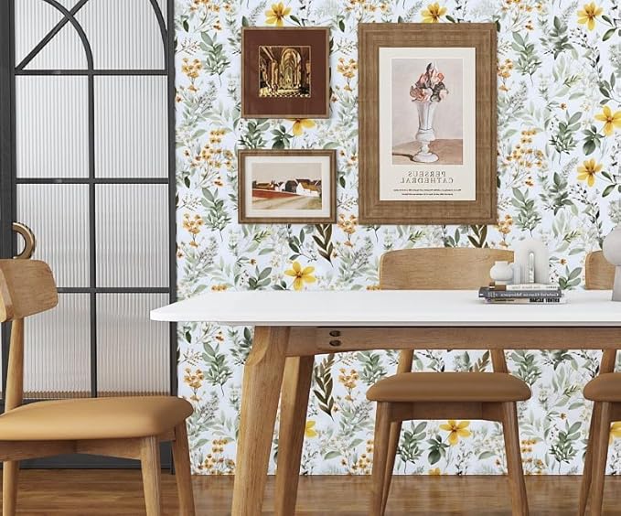 Green Leaf Wallpaper Peel and Stick, Vintage Floral Leaves Contact Paper 17.5" x 78.7", Botanical Vinyl Wall Paper Self Adhesive Removable Waterproof for Room Bedroom Shelves Cabinet Table Decor