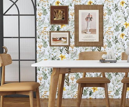 Green Leaf Wallpaper Peel and Stick, Vintage Floral Leaves Contact Paper 17.5" x 78.7", Botanical Vinyl Wall Paper Self Adhesive Removable Waterproof for Room Bedroom Shelves Cabinet Table Decor