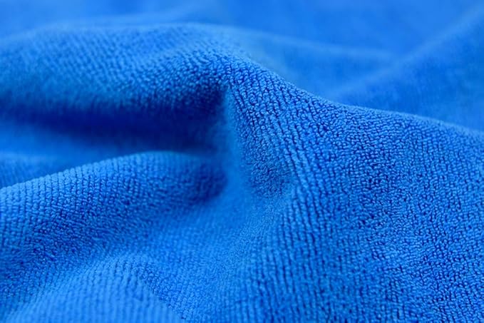 CARCAREZ Premium Microfiber Detailing Towels, 340 GSM Lint Free Car Buffing Waxing Polishing Drying Towels (6, Blue, 16x16 Inch)