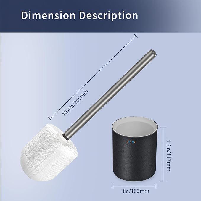 Toilet Brush and Holder, Stainless Steel Toilet Bowl Brush with Light Handle and Durable Bristles for Bathroom Cleaning
