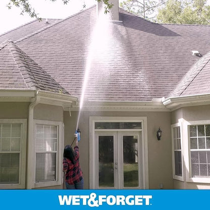 Wet & Forget Outdoor Stain Remover Multi-Surface Cleaner, Xtreme Reach Hose End with New & Improved Nozzle, 48 Fluid Ounces, 1 Pack + Refill