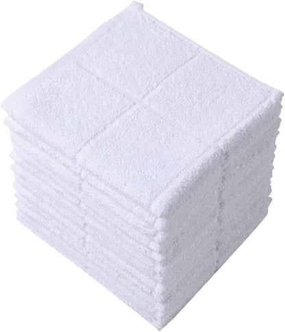 Glynniss Dishcloths Kitchen Highly Absorbent Dish Rags 100% Cotton Dish Cloths for Washing Dishes, Cleaning (11 x 11 Inches, 12 pcs, White)