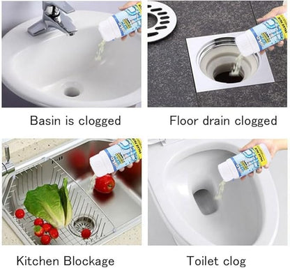 Powerful Sink & Drain Cleaner Powder | Quick Foaming Pipe Unclog Agent For Kitchen Bathroom Toilet Pipes (4pcs)