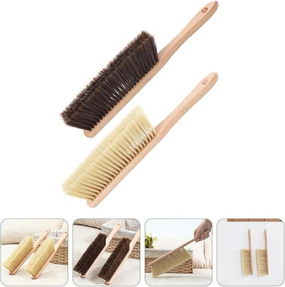 ARTIBETTER Wooden Handle Carpet Brush with Supple Soft Bristles, 2pcs Bed Cleaning Brush Set for Upholstery and Furniture Dust Removal, Household Floor and Couch Cleaner
